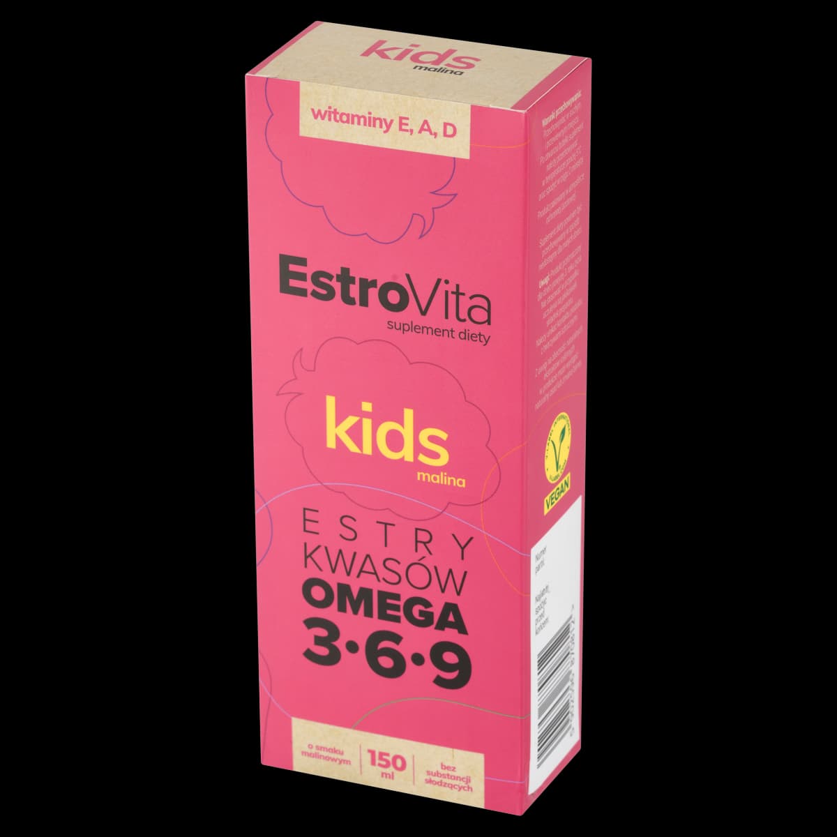 EstroVita Kids estry kwasów omega 3-6-9 o smaku malinowym 150 ml