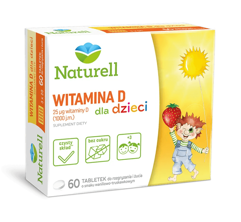 Naturell Witamina D dla dzieci 60 tabletek do rozgryzania i żucia