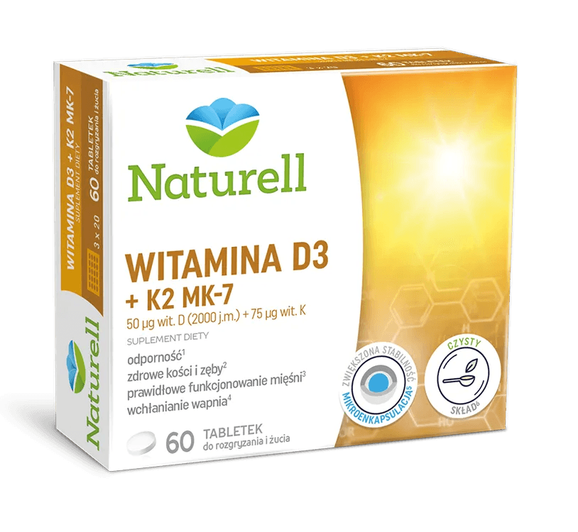 Naturell Witamina K2 MK7 60 tabletek do rozgryzania i żucia