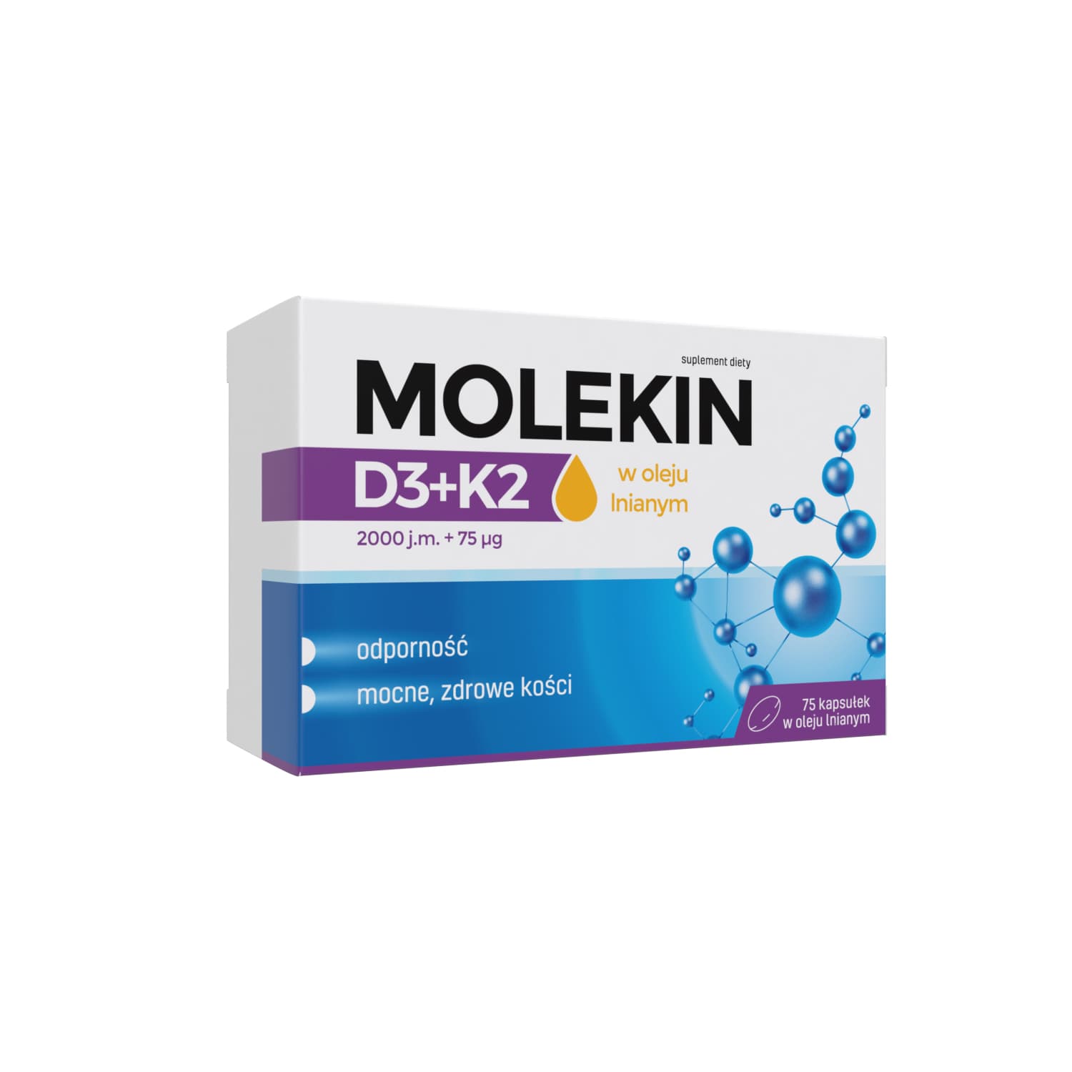 Molekin D3 + K2 w oleju lnianym 75 kapsułek