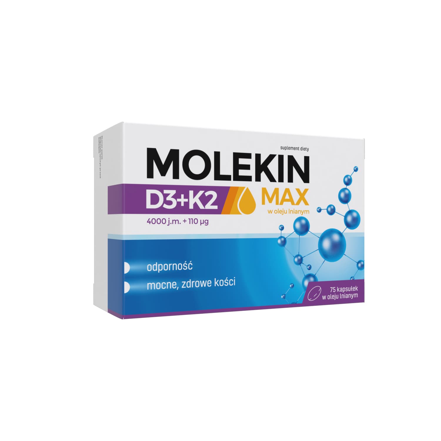 Molekin D3 + K2 Max w oleju lnianym 75 kapsułek