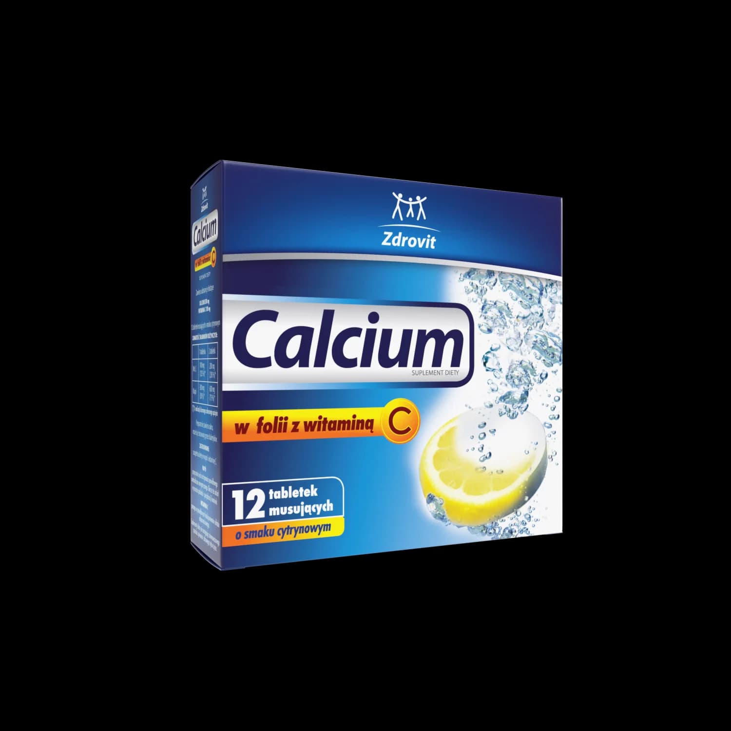 Calcium W Folii z witaminą C o smaku cytrynowym 12 tabletek musujących