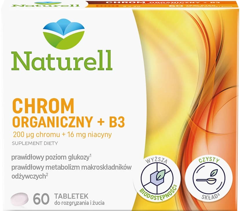 Naturell Chrom Organiczny + B3 60 tabletek