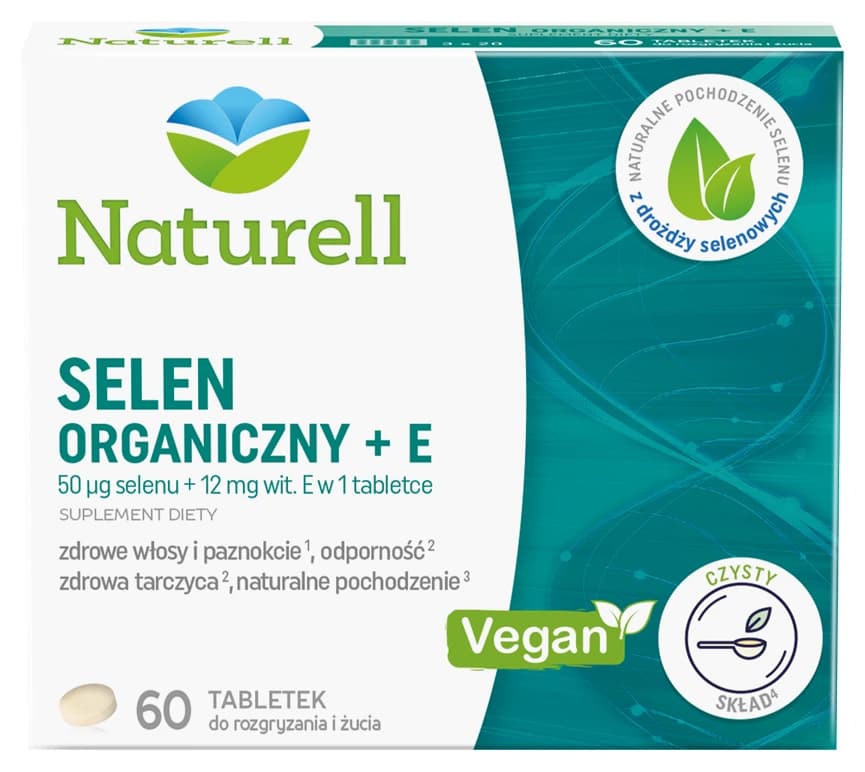 Naturell selen organiczny + E 60 tabletek do żucia