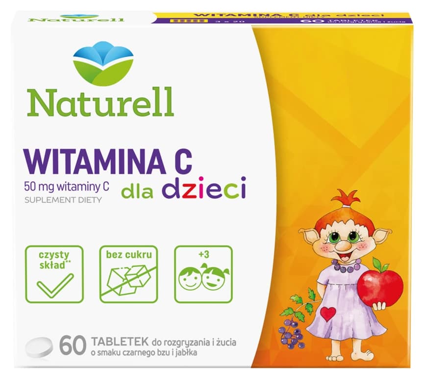Naturell Witamina C dla dzieci 60 tabletek do rozgryzania i żucia