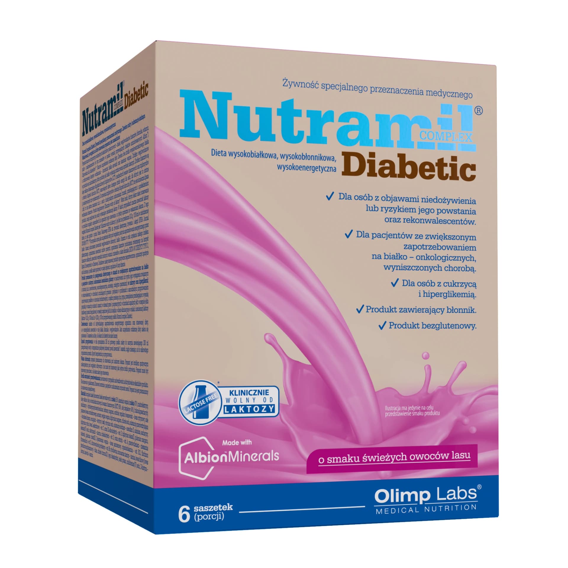 Olimp Nutramil Complex Diabetic smak świeżych owoców lasu 6 saszetek