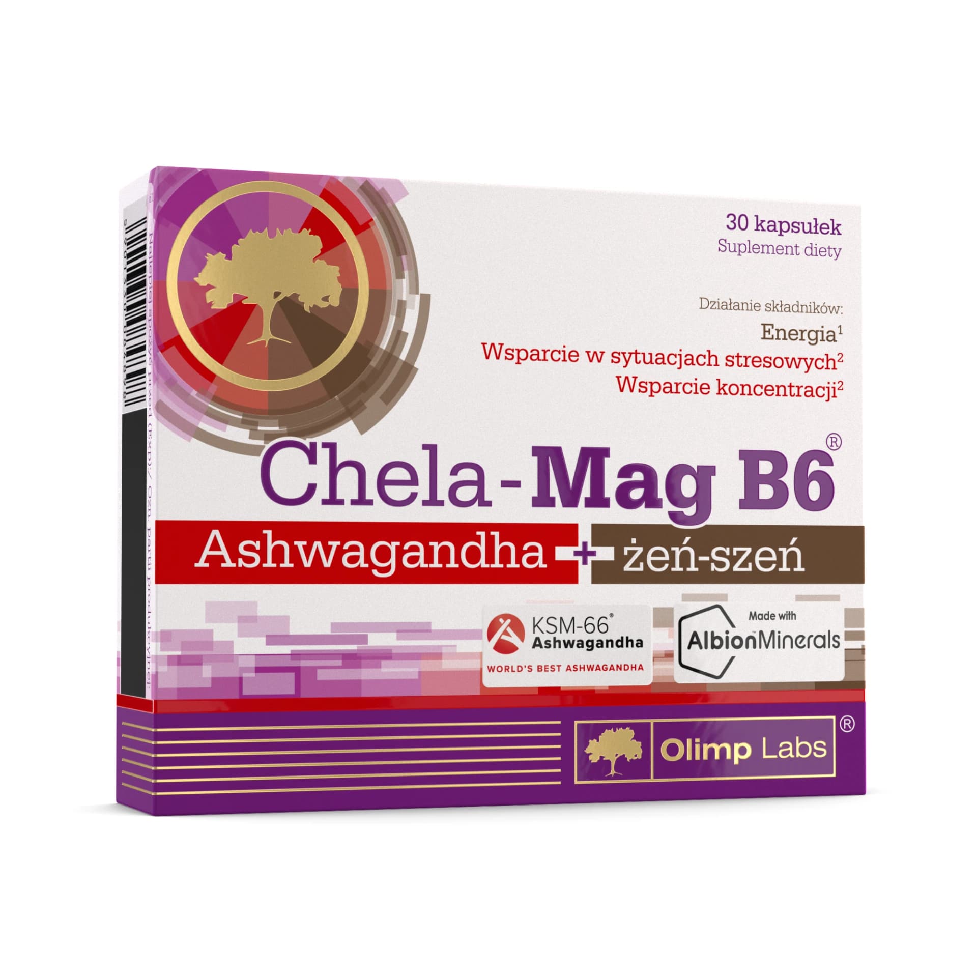 Olimp Chela-Mag B6 Ashwagandha + Żeń-Szeń 30 kapsułek