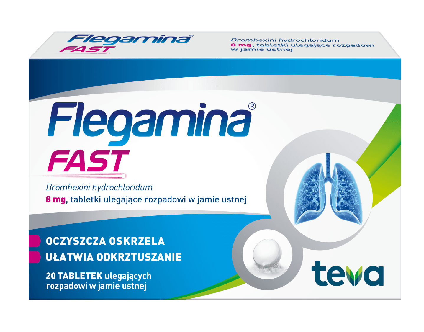 Flegamina Fast 8 mg 20 tabletek ulegających rozpadowi w jamie ustnej
