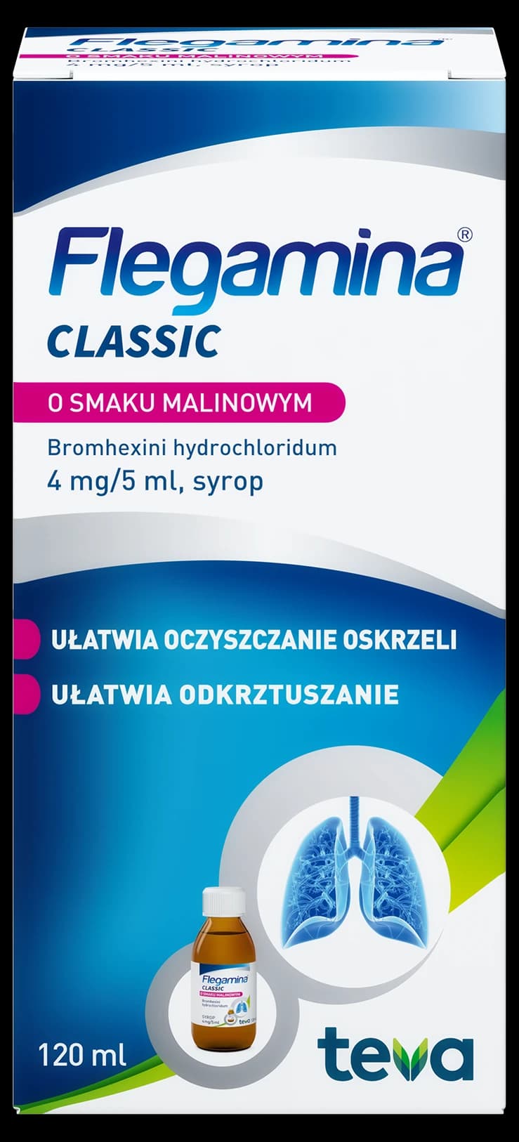 Flegamina Classic o smaku malinowym syrop 4 mg/5 ml 120 ml