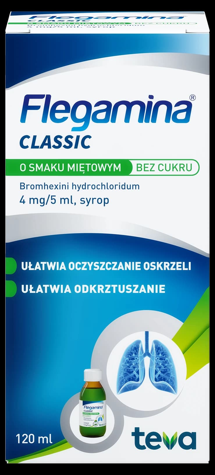 Flegamina Classic o smaku miętowym bez cukru syrop 4 mg/5 ml 120 ml