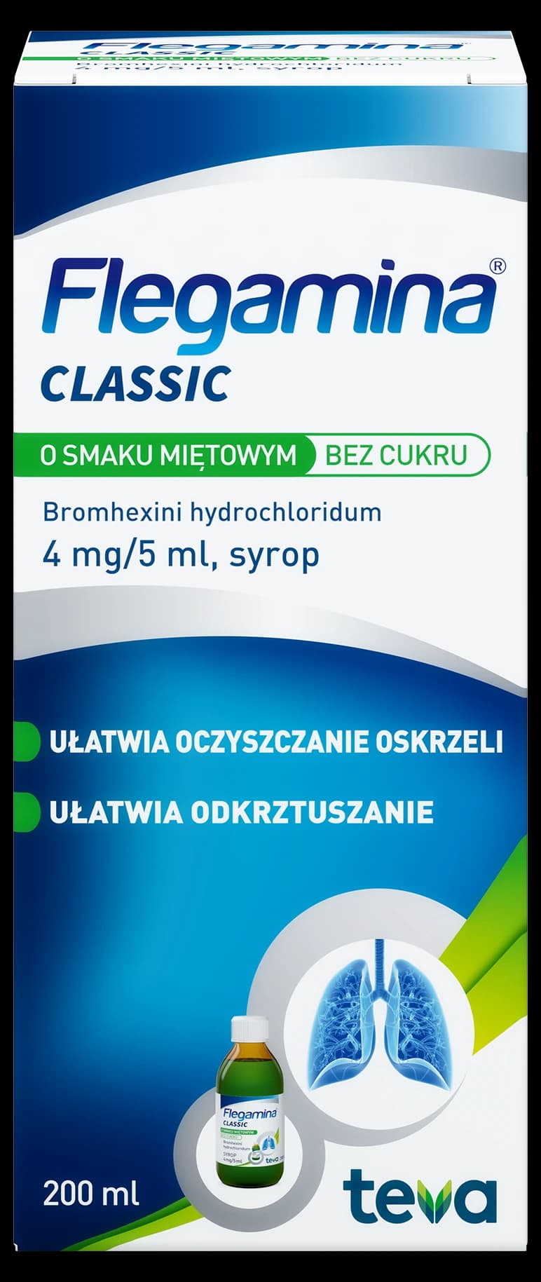 Flegamina Classic o smaku miętowym bez cukru syrop 4 mg/5 ml 200 ml