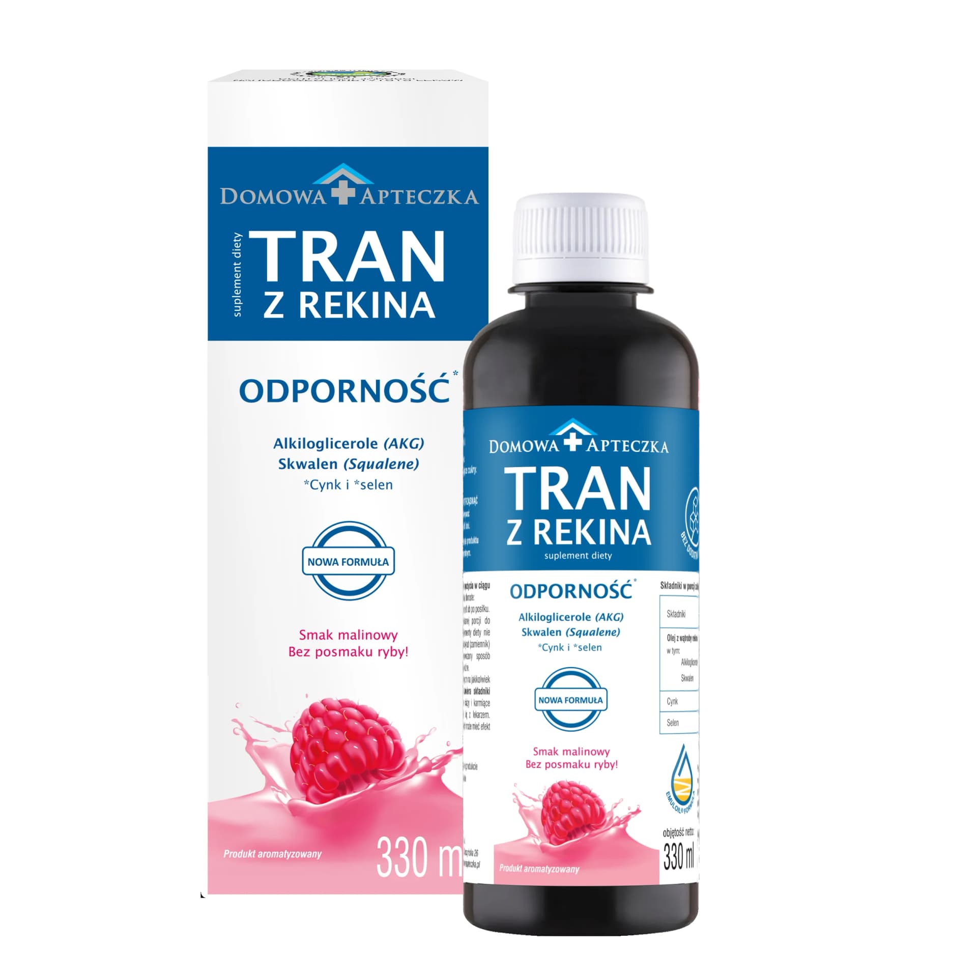 Tran z rekina o smaku malinowym 330 ml