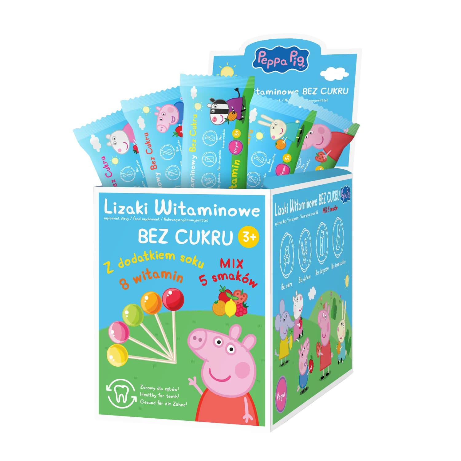 Lizaki witaminowe bez cukru Peppa Pig mix 50 szt.