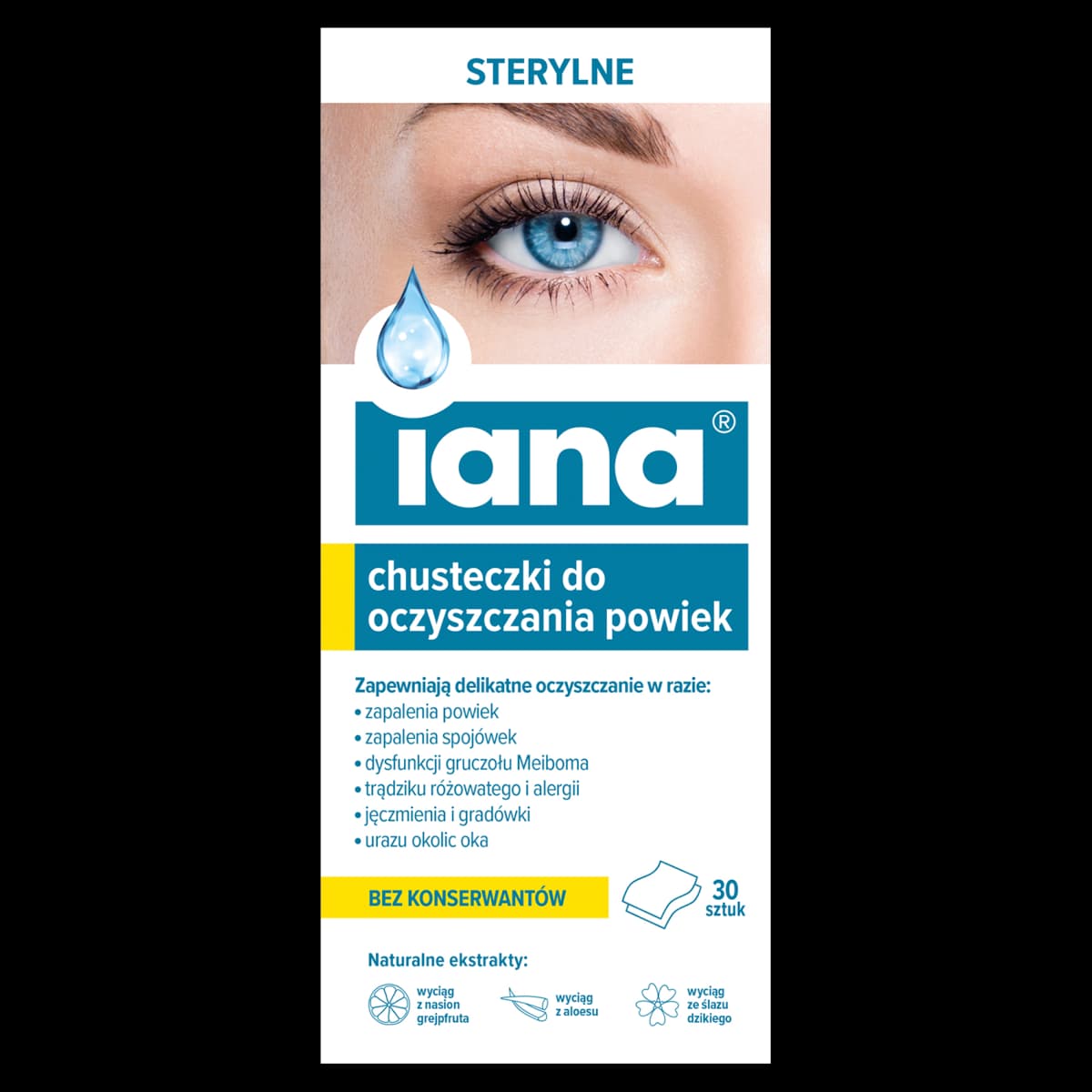 Iana Chusteczki do oczyszczania powiek 30 szt.