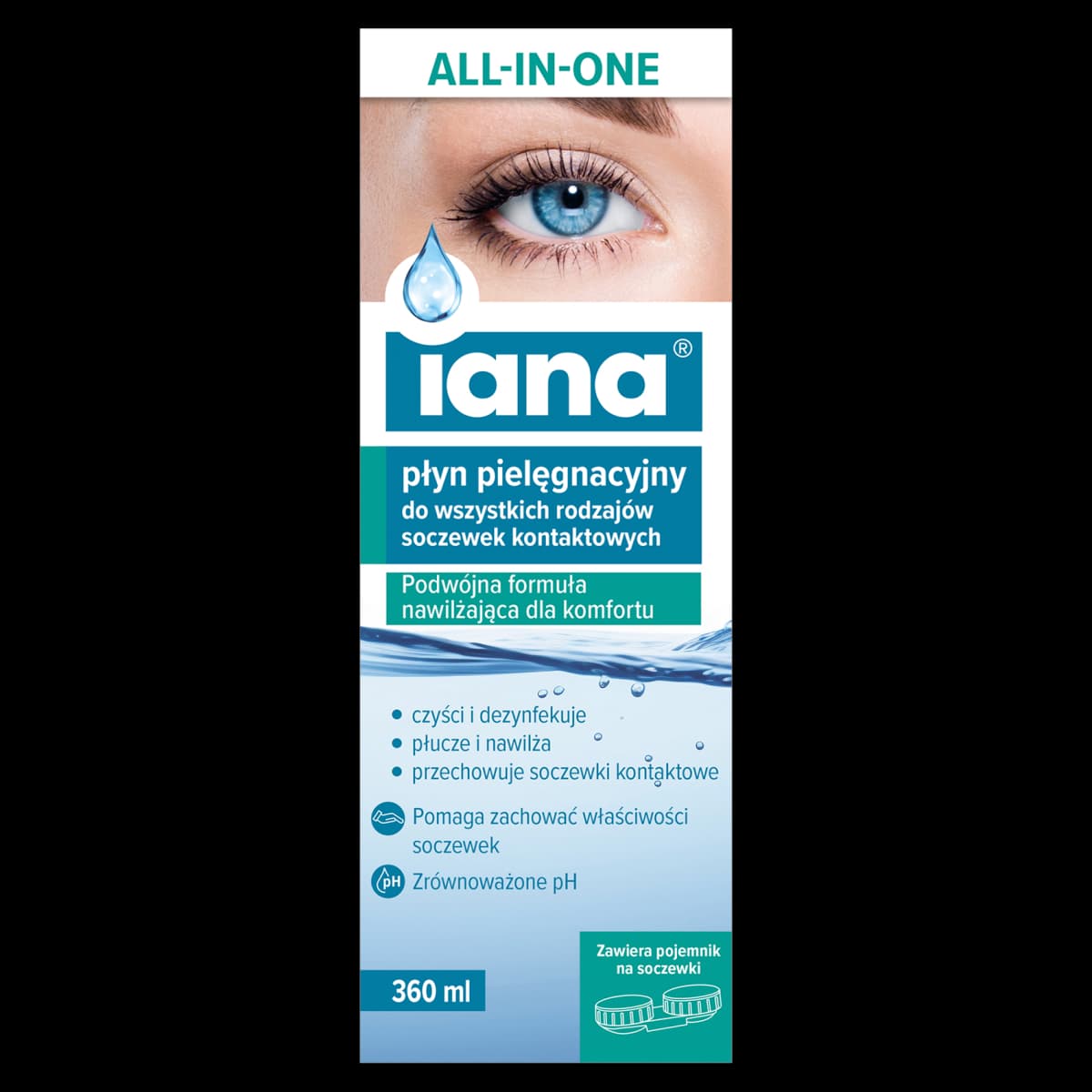 Iana All In One Płyn pielęgnacyjny do soczewek kontaktowych 360 ml