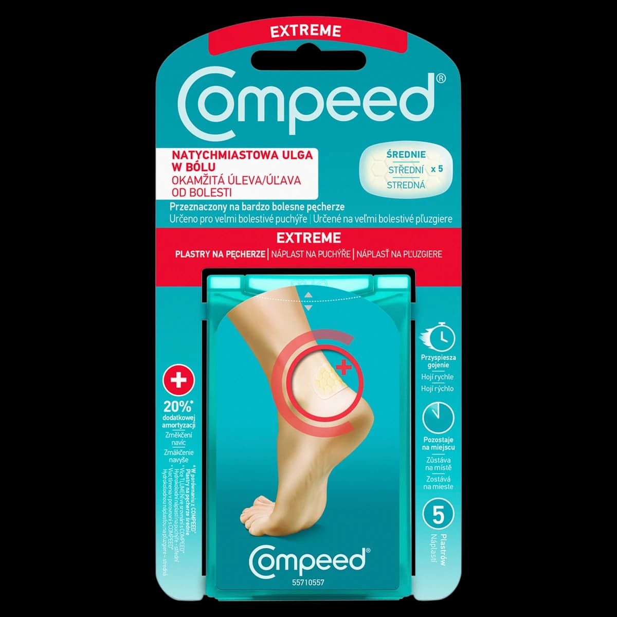 Compeed Extreme plastry na pęcherze na piętach dla aktywnych średnie 5 sztuk