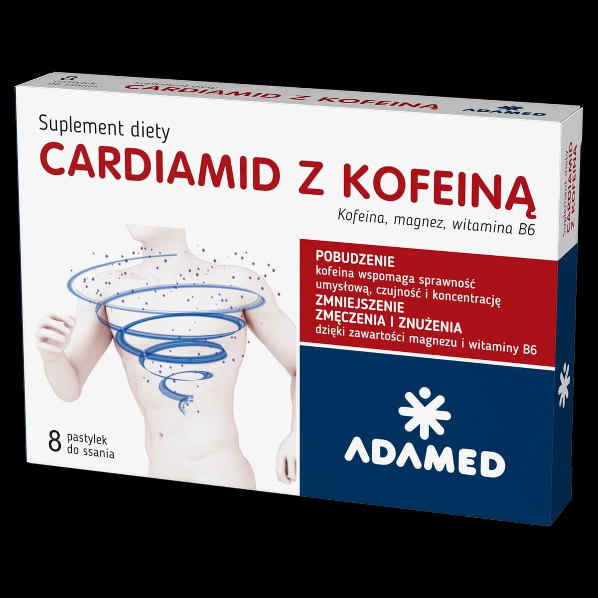 Cardiamid z kofeiną Adamed smak cytrusowy 8 pastylek do ssania