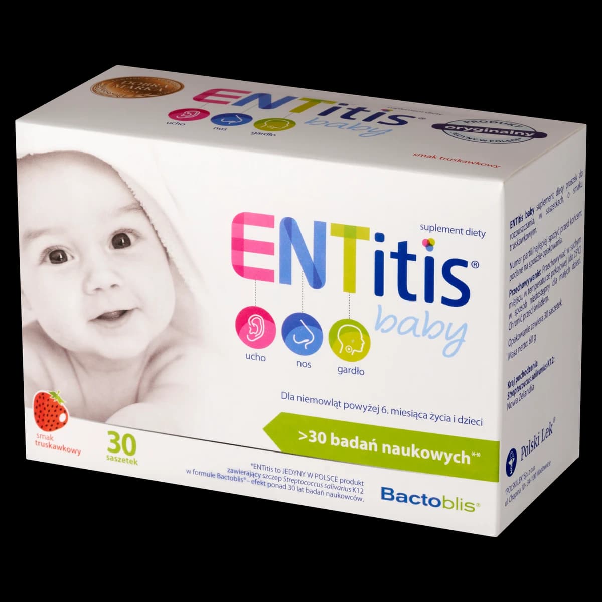 ENTitis baby smak truskawkowy 30 saszetek