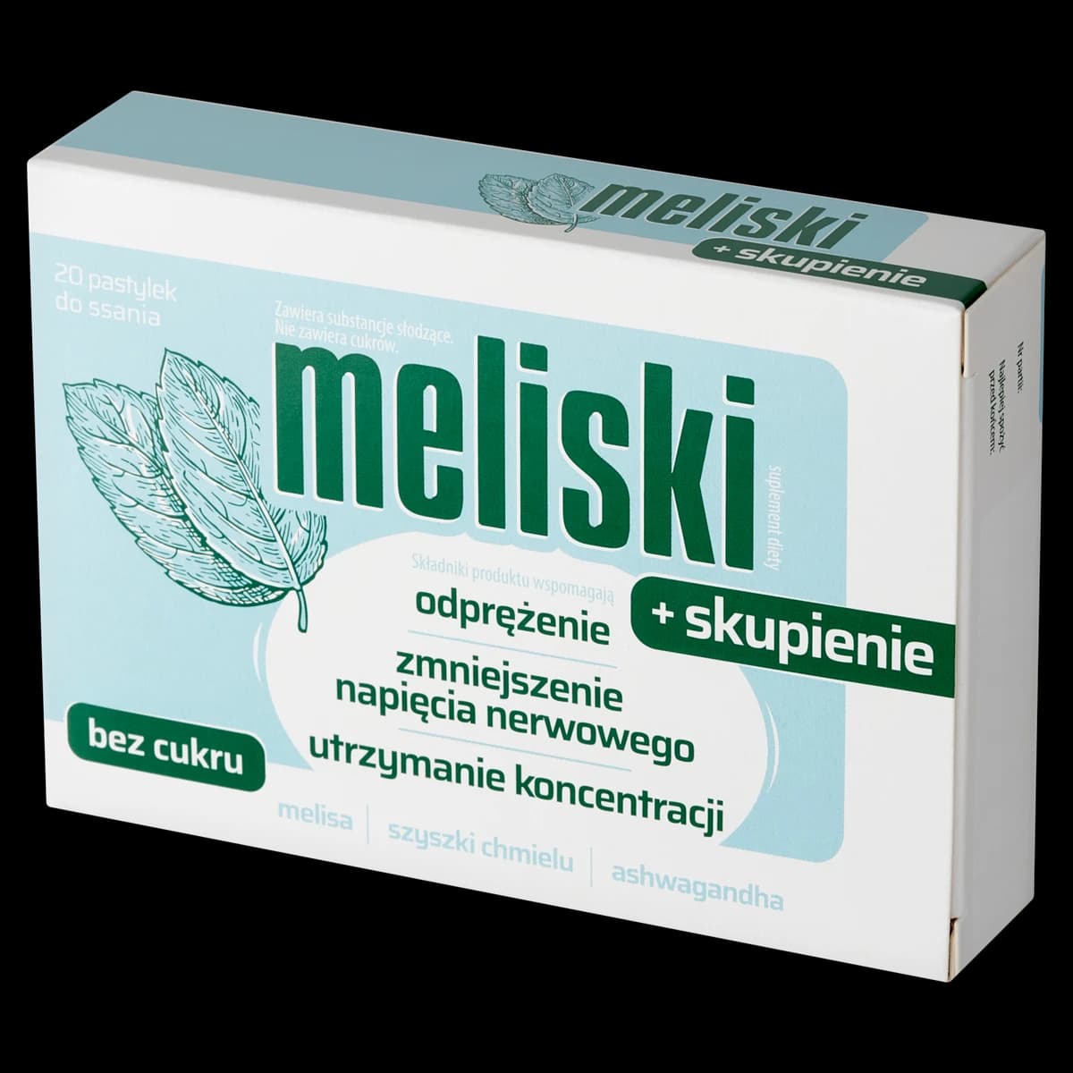 Meliski + skupienie 20 pastylek do ssania bez cukru