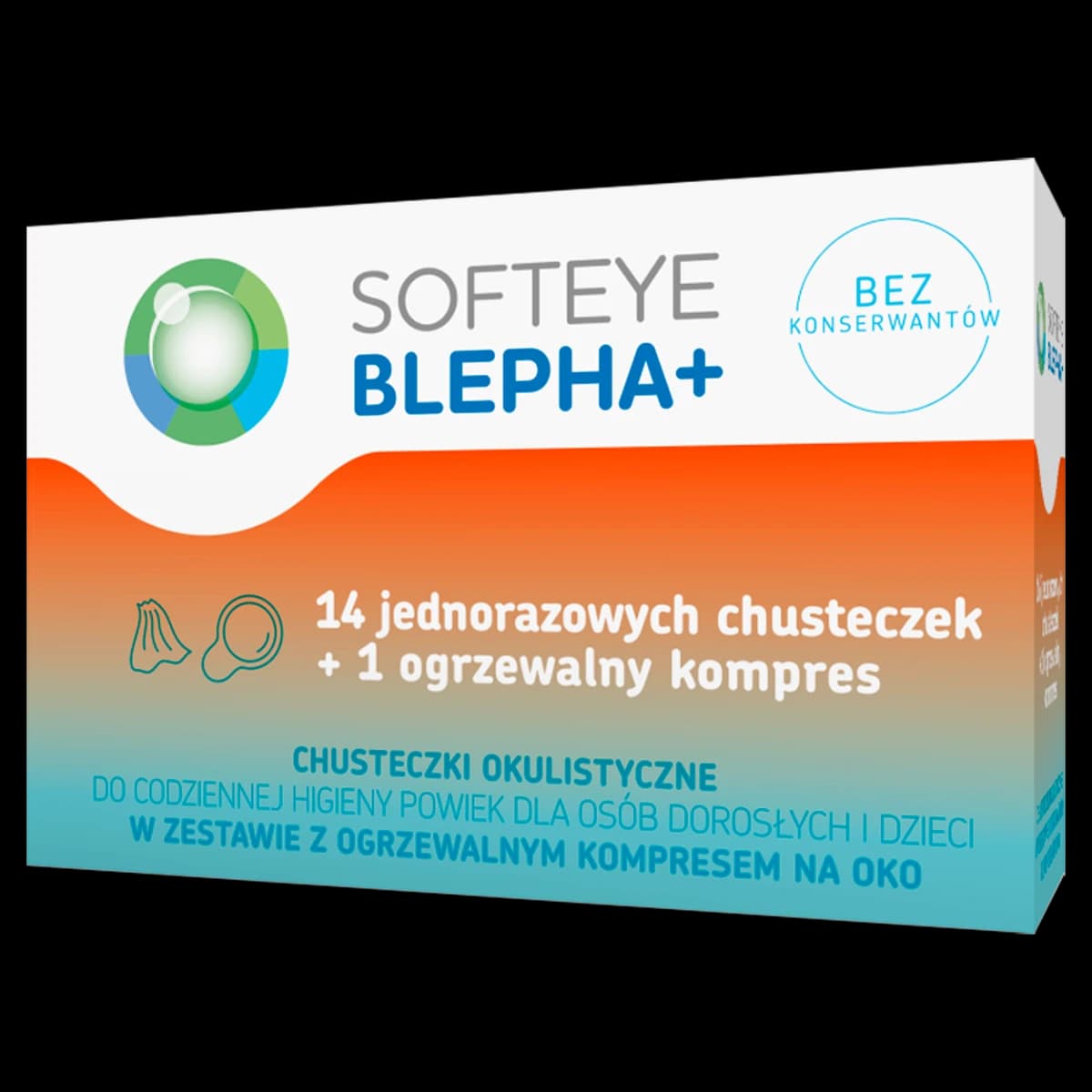 Softeye Blepha+ zestaw 14 chusteczek okulistycznych + 1 ogrzewalny kompres