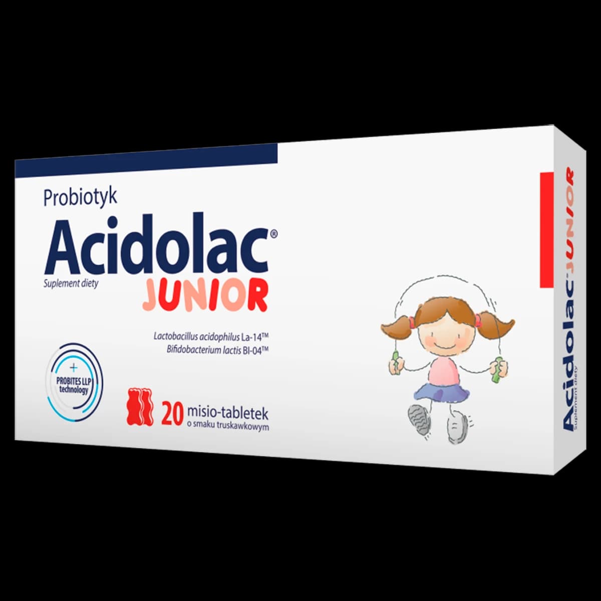 Acidolac Junior o smaku truskawkowym 20 misio-tabletek