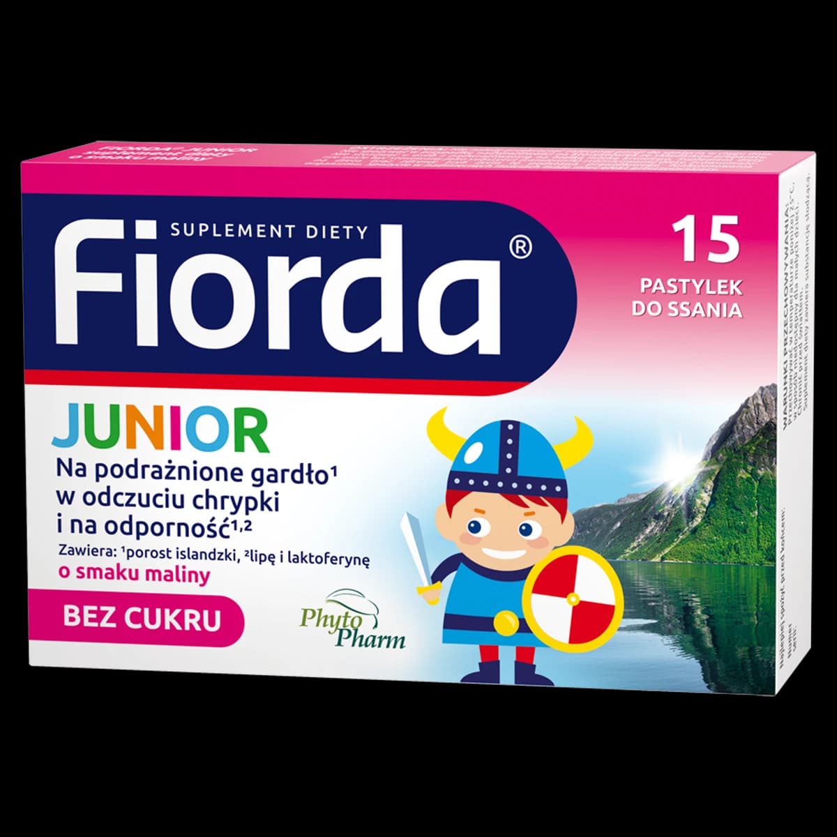 Fiorda Junior o smaku malinowym 15 pastylek do ssania