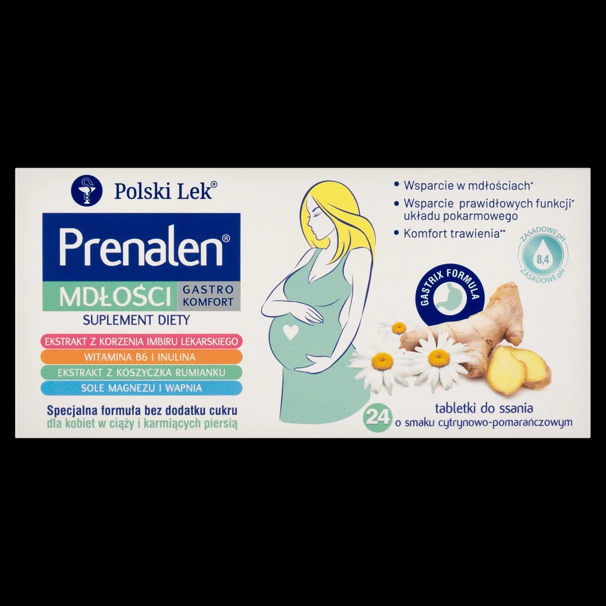 Prenalen Mdłości Gastro Komfort o smaku cytrynowo-pomarańczowym 24 tabletki