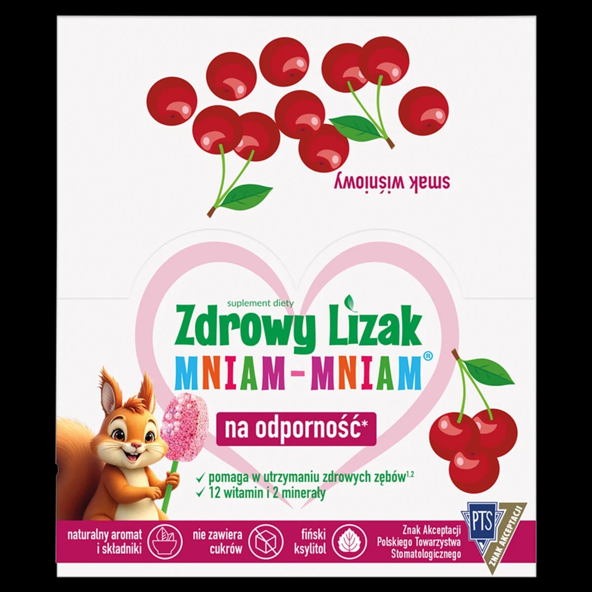 Zdrowy Lizak Mniam-Mniam o smaku wiśniowym 40 szt.