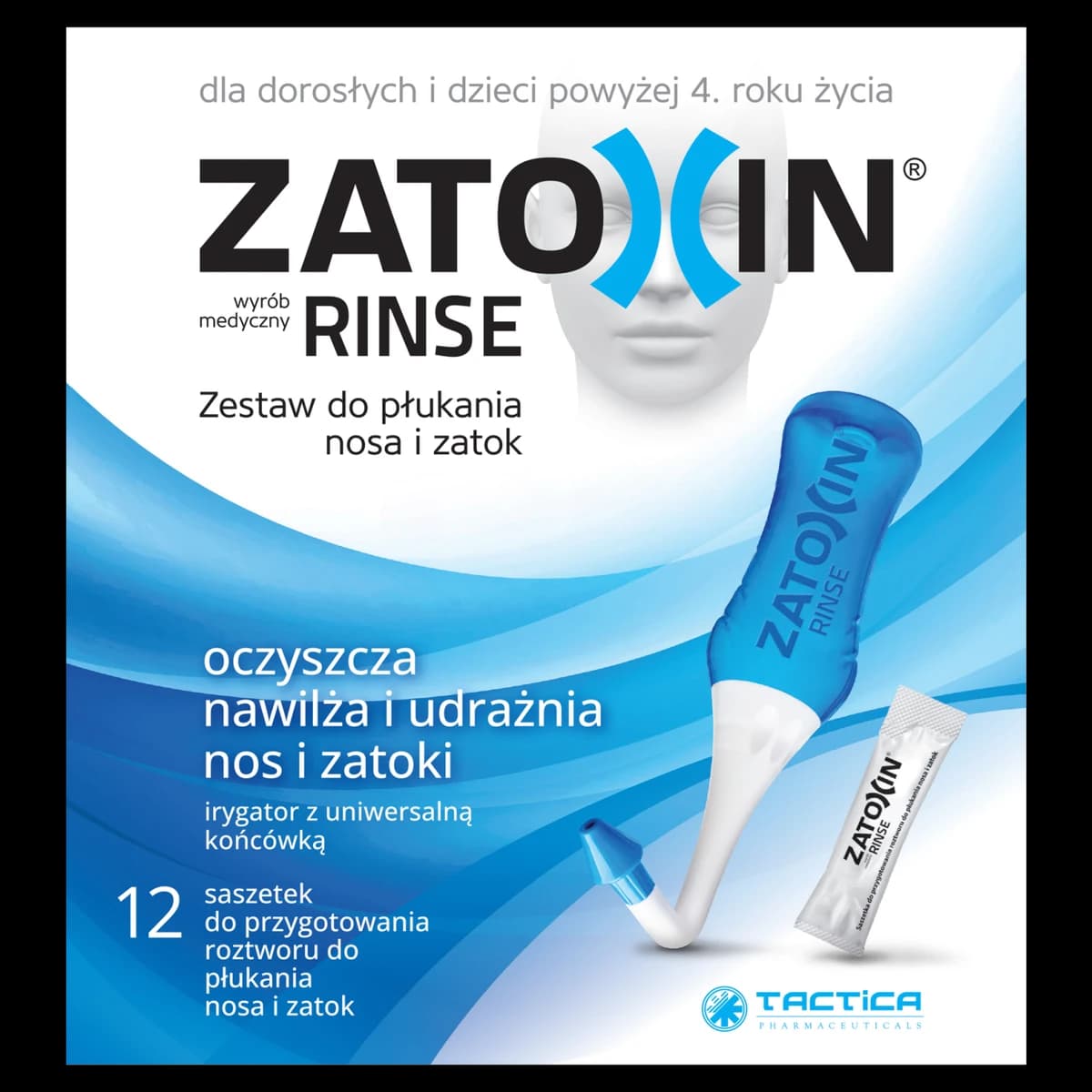 Zatoxin Rinse Zestaw do płukania nosa i zatok + irygator 12 saszetek
