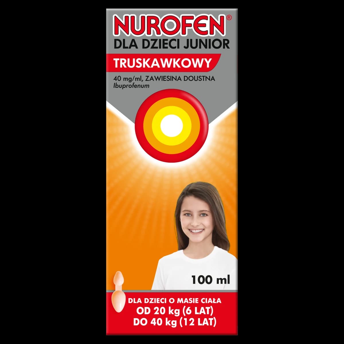Nurofen dla dzieci Junior o smaku truskawkowym 40 mg/ml zawiesina doustna 100 ml