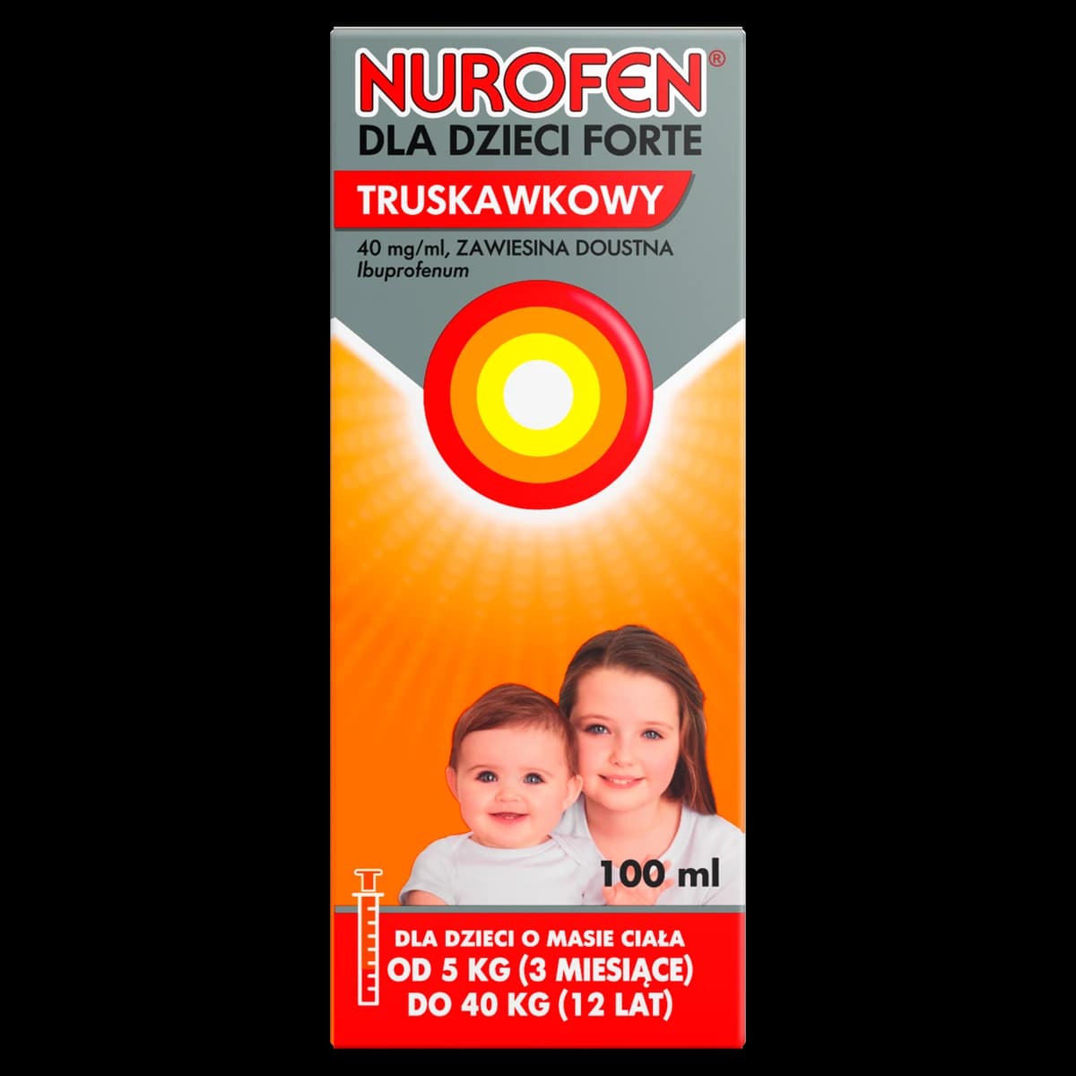 Nurofen dla dzieci Forte o smaku truskawkowym zawiesina doustna 40 mg/ml 100 ml