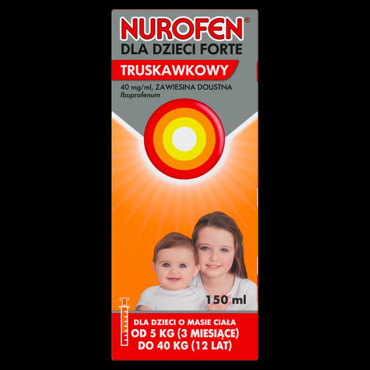 Nurofen dla dzieci Forte o smaku truskawkowym 40 mg/ml zawiesina doustna 150 ml