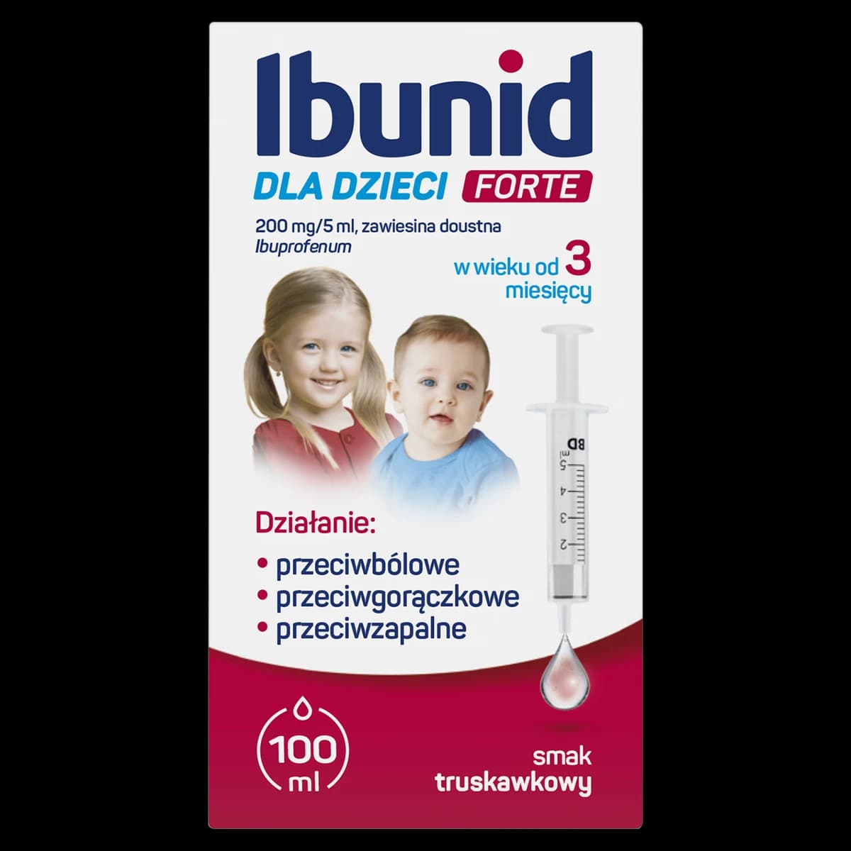 Ibunid dla dzieci Forte 200 mg/5 ml smak truskawkowy 100 ml