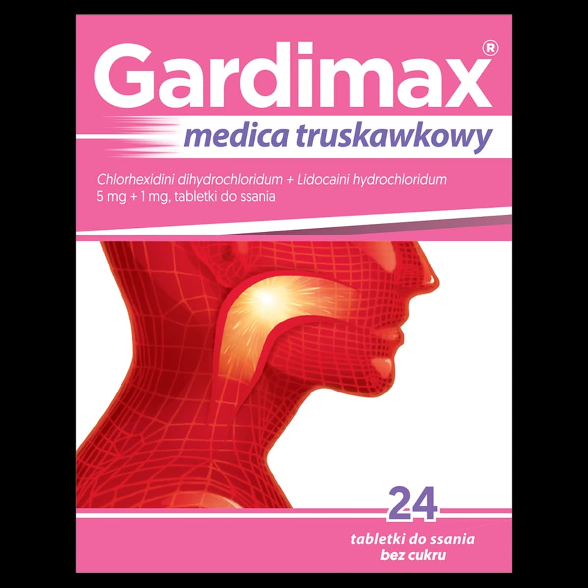 Gardimax medica truskawkowy 24 tabletki do ssania
