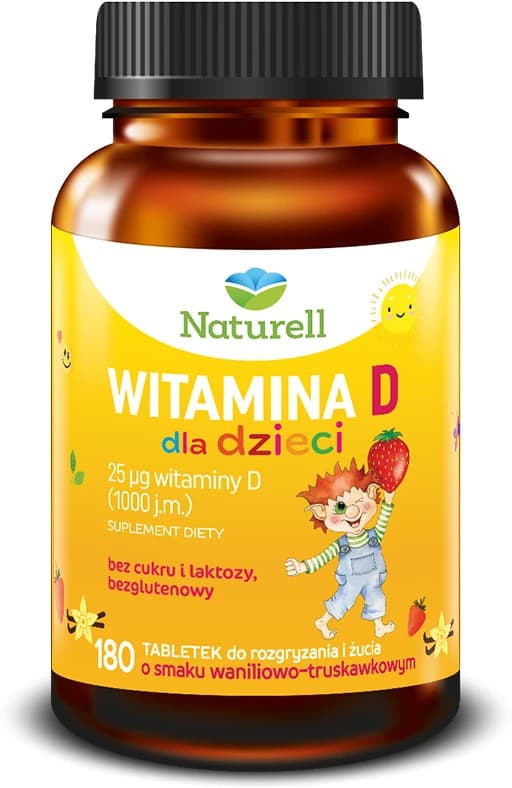 Naturell Witamina D dla dzieci 180 tabletek do rozgryzania i żucia