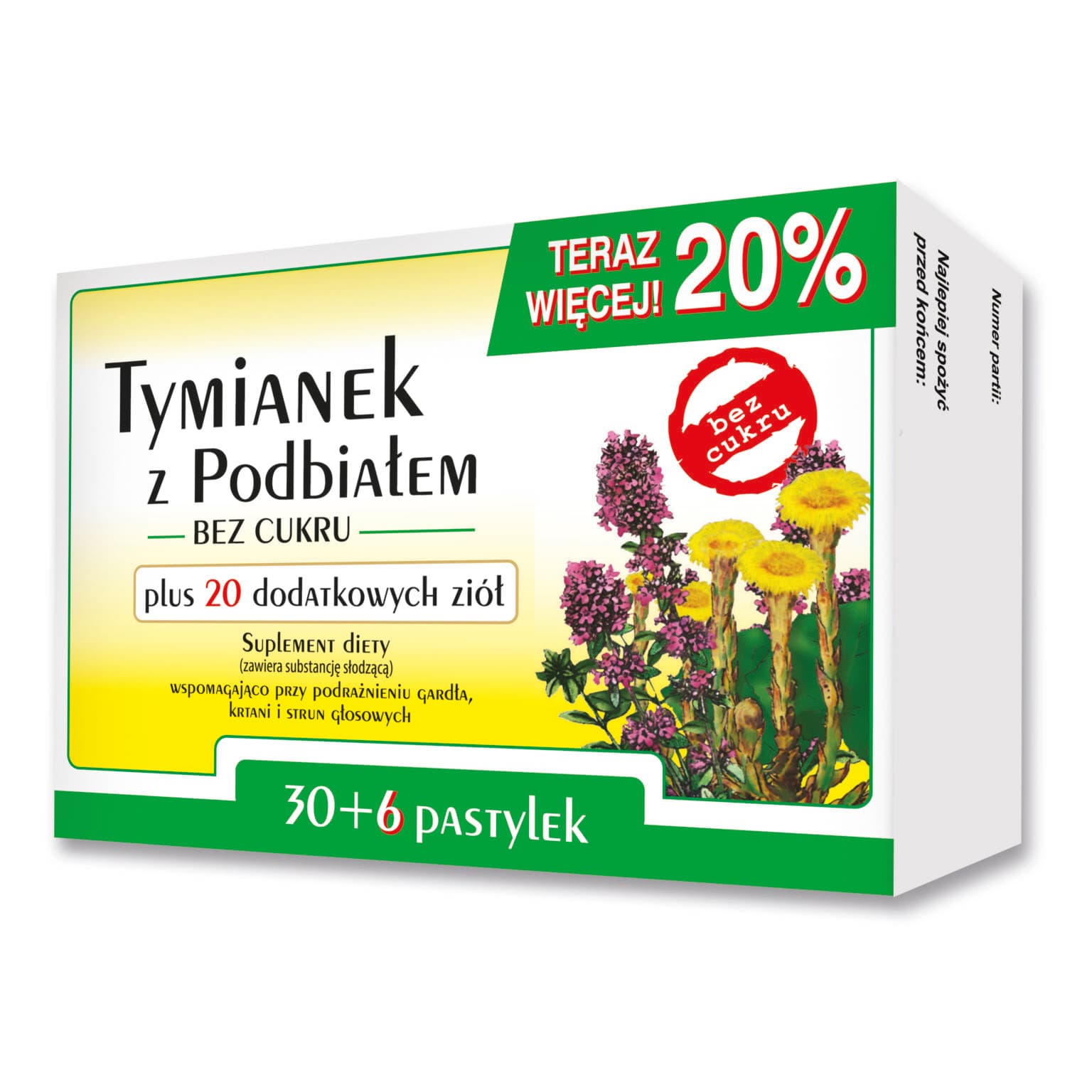 Tymianek z Podbiałem bez dodatku cukru 36 tabletek