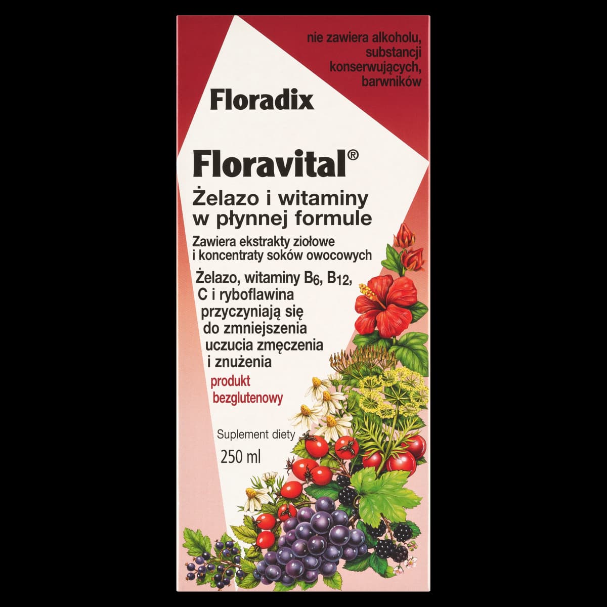 Floradix Floravital żelazo i witaminy płyn bezglutenowy 250 ml