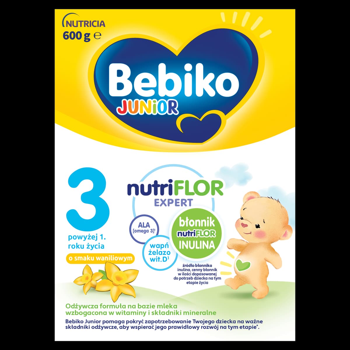 Bebiko Junior 3 Odżywcza formuła na bazie mleka dla dzieci powyżej 1. roku o smaku waniliowym 600 g