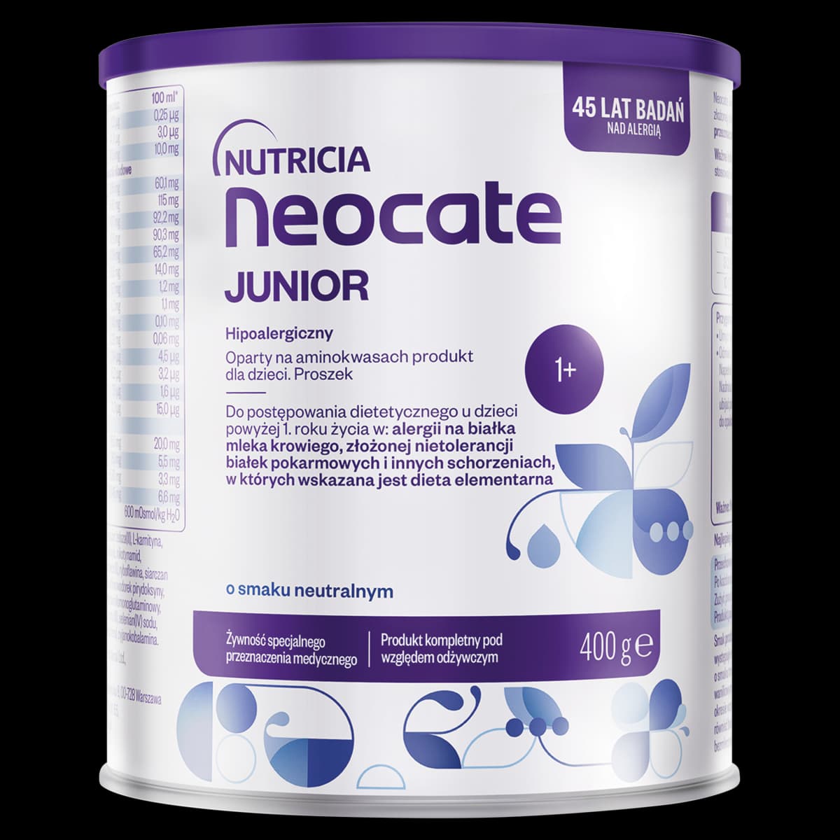 Nutricia Neocate Junior 1+ Żywność specjalnego przeznaczenia medycznego o smaku neutralnym 400 g