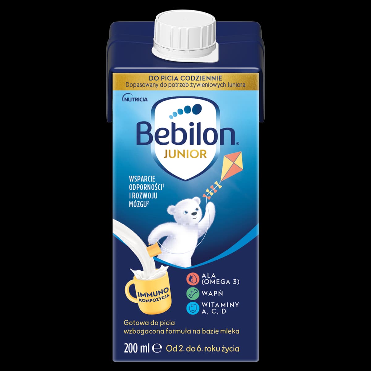 Bebilon Junior Gotowa do picia wzbogacona formuła na bazie mleka od 2. do 6. roku życia 200 ml