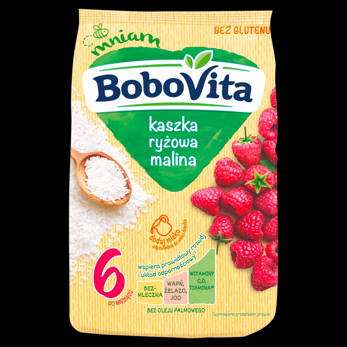 BoboVita Kaszka ryżowa malina po 6 miesiącu 180 g