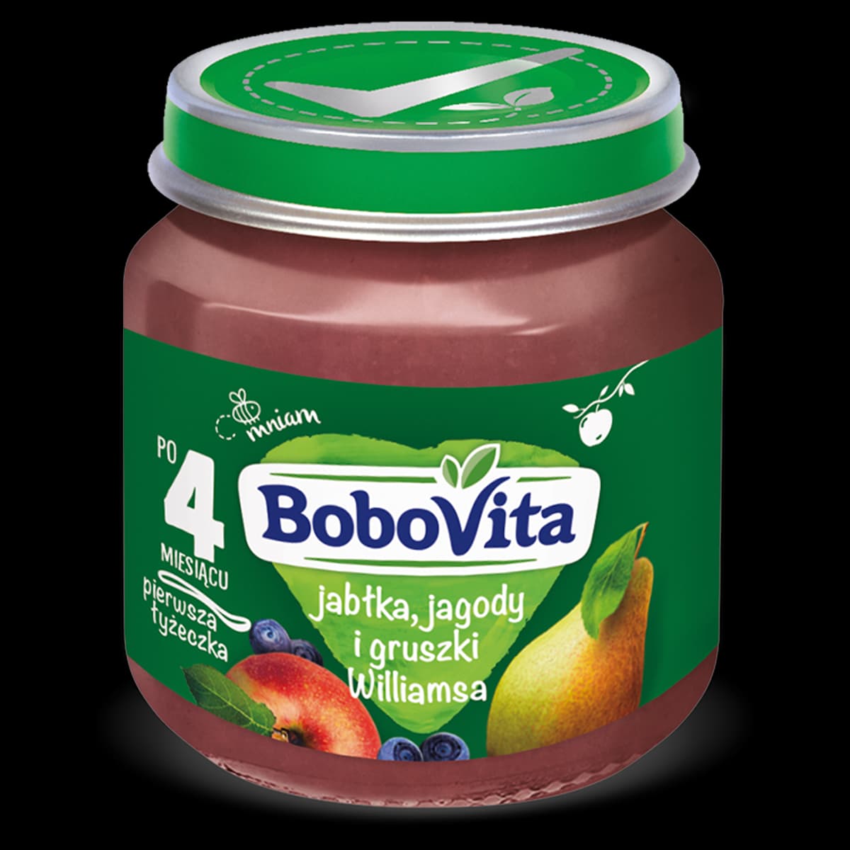 BoboVita Jabłka jagody i gruszki Williamsa po 4 miesiącu 125 g