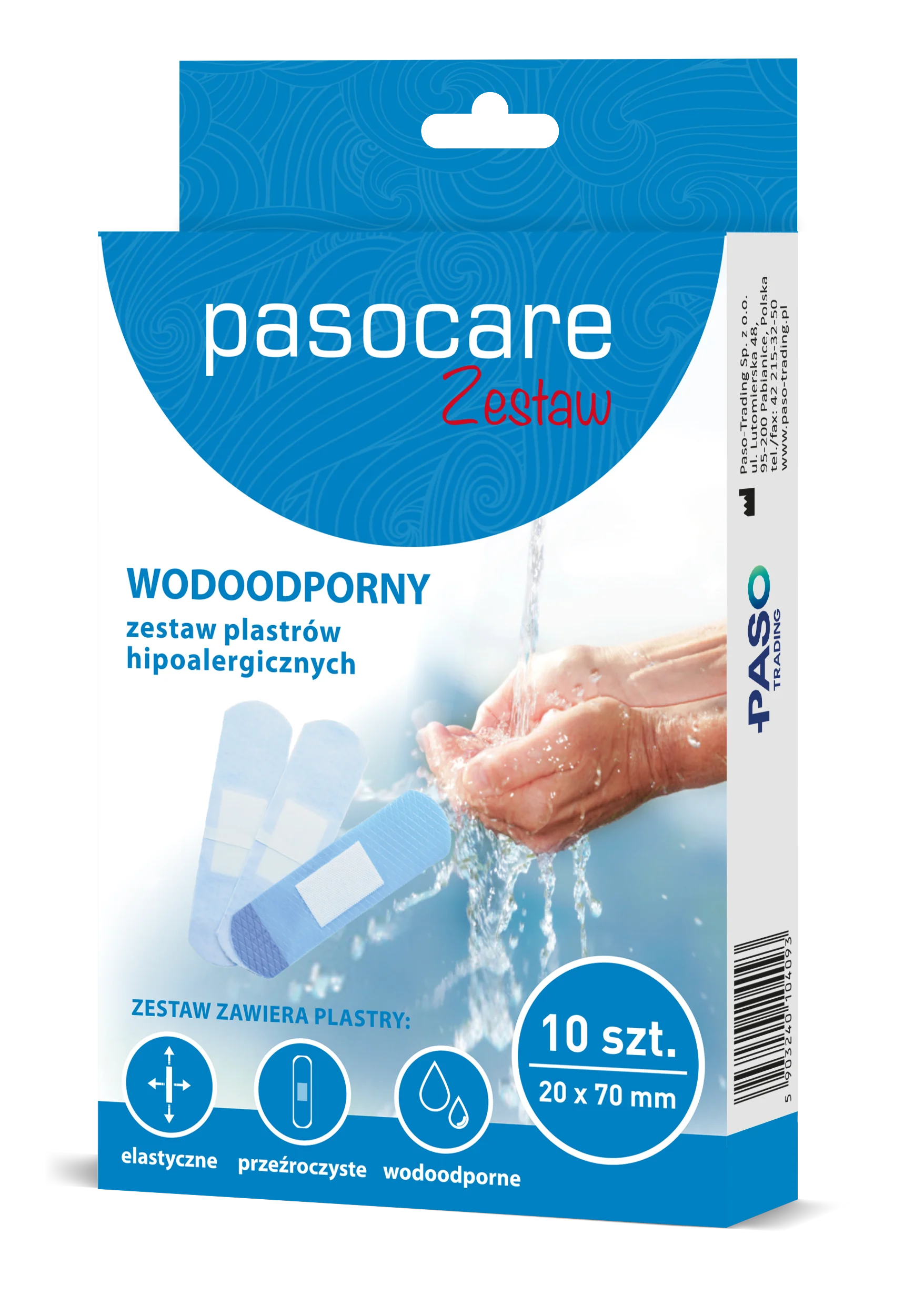 Pasocare wodoodporny zestaw plastrów hipoalergicznych 10 szt.