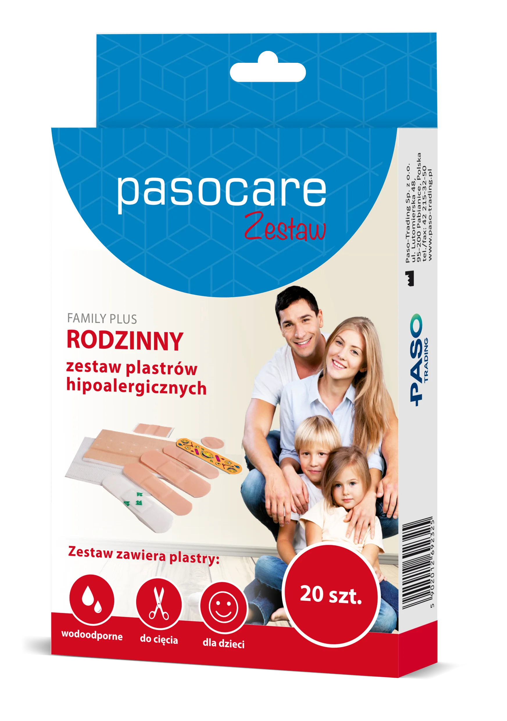 Pasocare Family Plus rodzinny zestaw plastrów hipoalergicznych 20 szt.