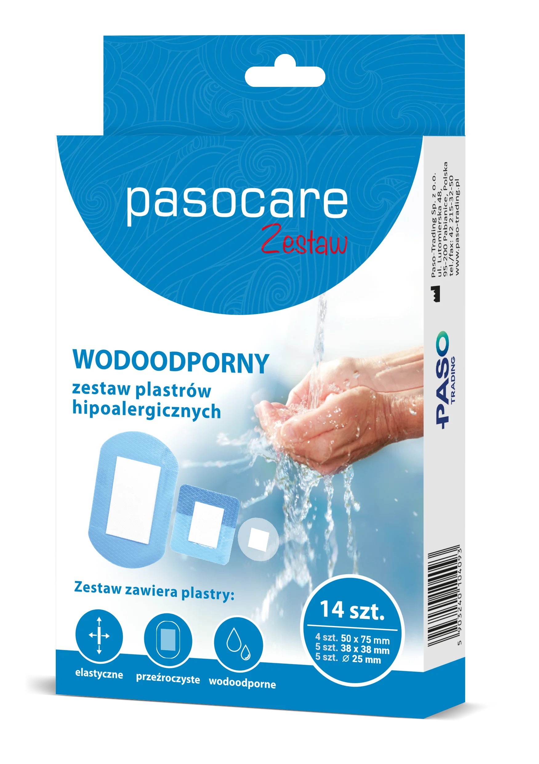 Pasocare wodoodporny zestaw plastrów hipoalergicznych 14 szt.