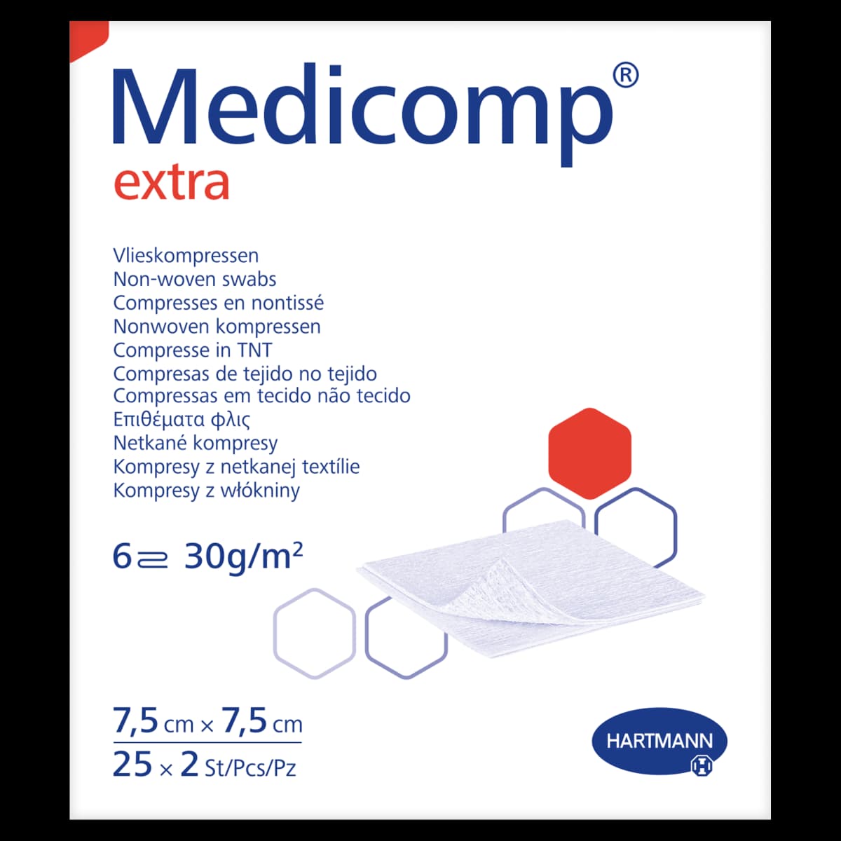Medicomp extra Kompresy z włókniny 7,5 cm x 7,5 cm 25 x 2 sztuki