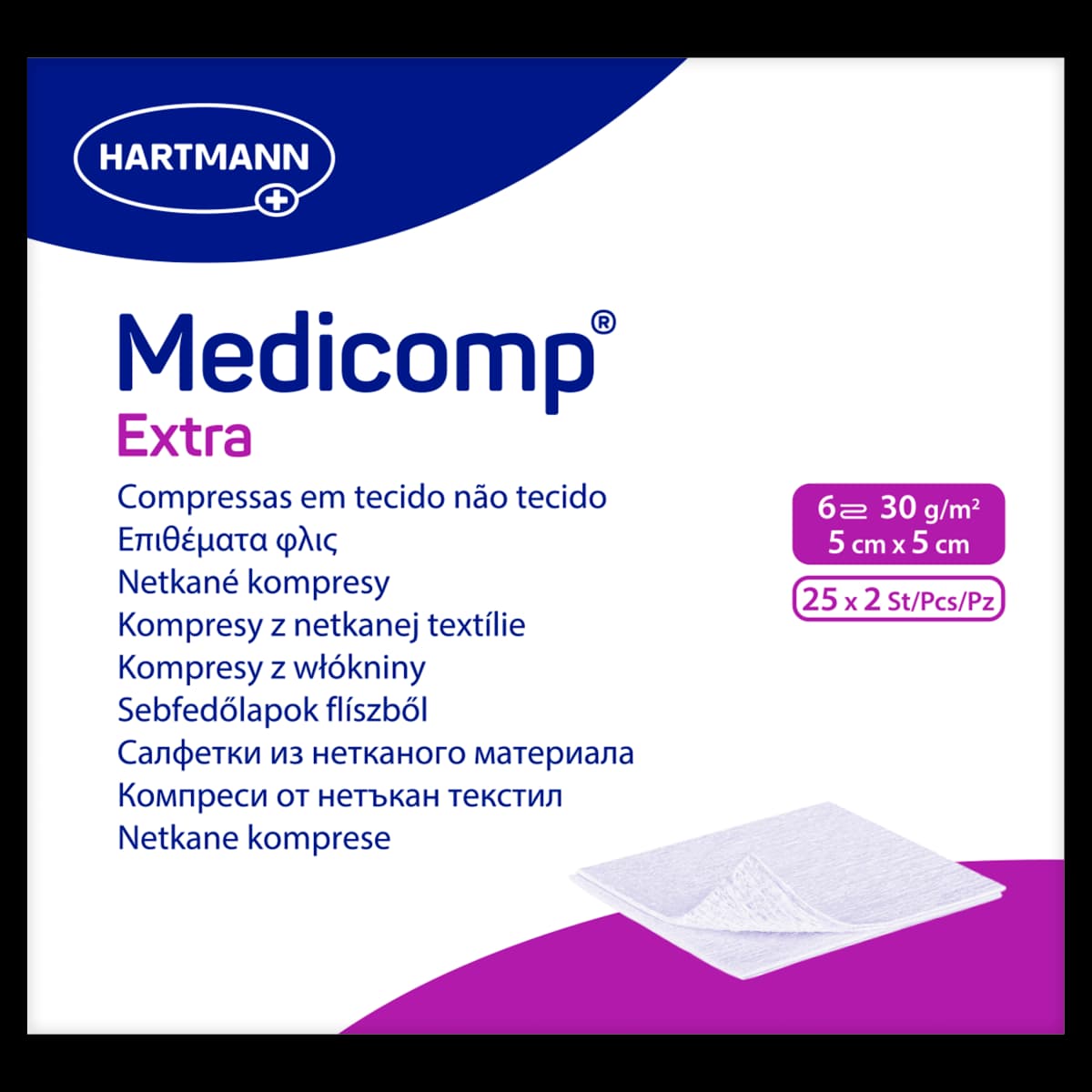 Medicomp Extra Kompresy z włókniny 5 cm x 5 cm 25 x 2 sztuki