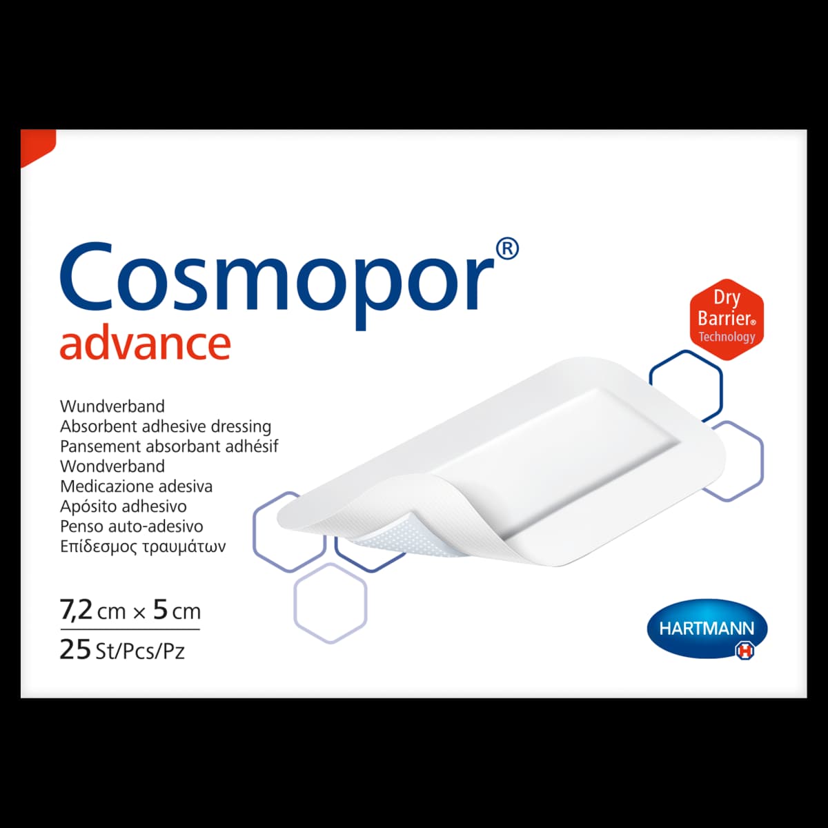 Cosmopor Advance Opatrunek na ranę 7,2 cm x 5 cm 25 sztuk