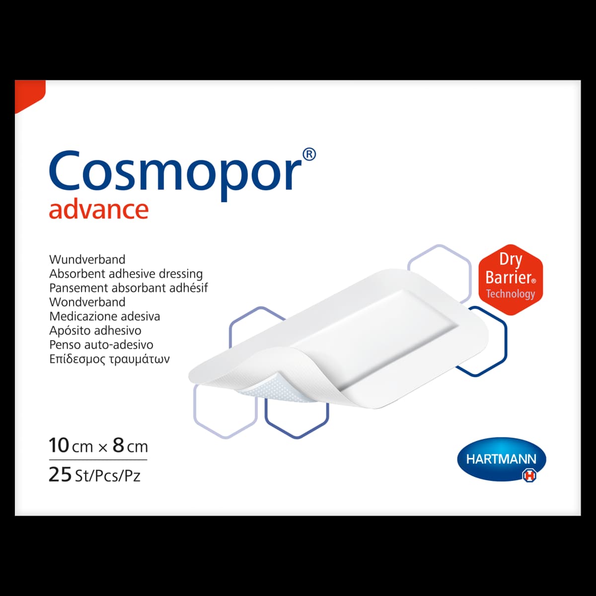 Cosmopor Advance Opatrunek na ranę 10 cm x 8 cm 25 sztuk