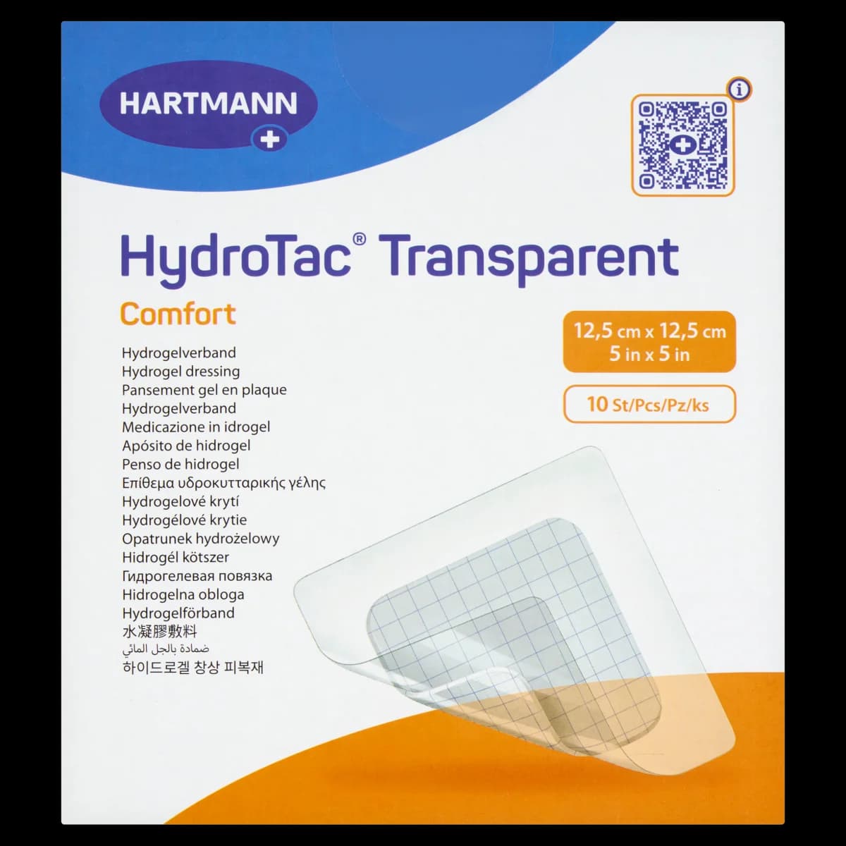 HydroTac Transparent Comfort Opatrunek hydrożelowy 12,5 cm x 12,5 cm 10 sztuk